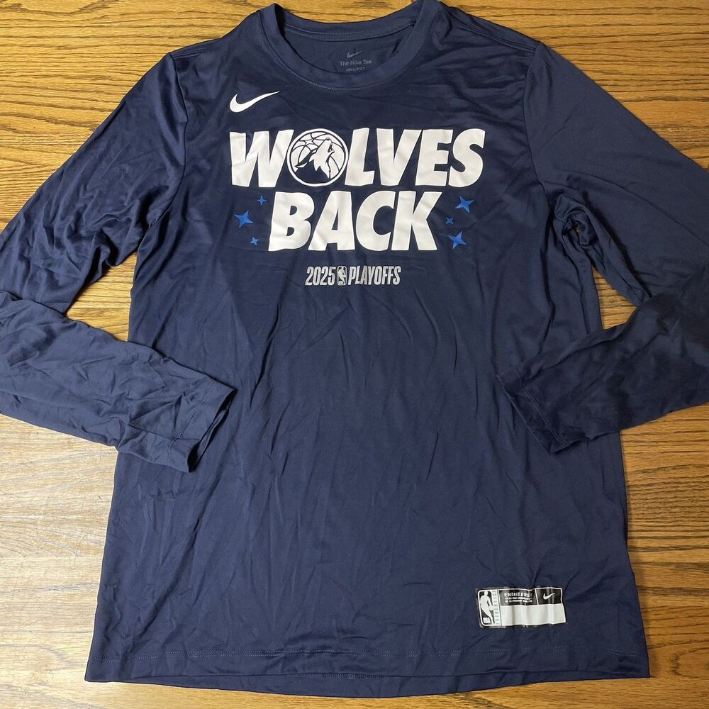 Minnesota Timberwolves Wolve Back Playoff Shirt Nike Navy XL XXL NBA Basketball